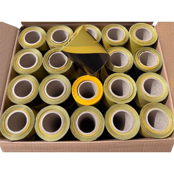 Taśma ostrzegawcza BHP żółto czarna 60 sztuk 70mm